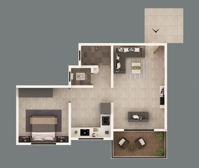 1 BHK Cut Section