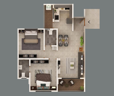 2 BHK Cut Section